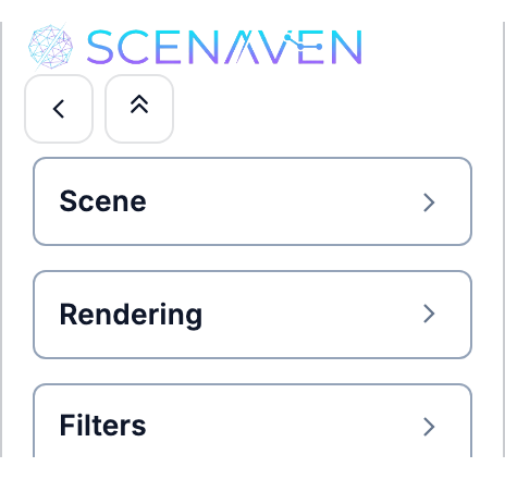 Scene, Rendering, and Filters card headers (collapsed)